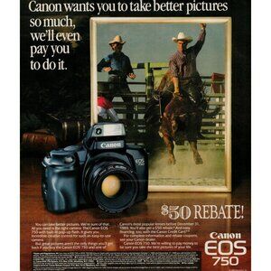 1989 Canon EOS 750 Camera Vintage Print Ad (L11)